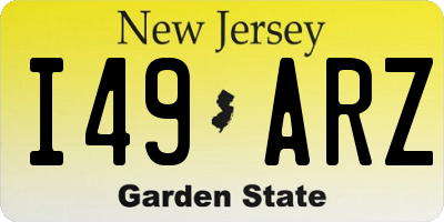 NJ license plate I49ARZ