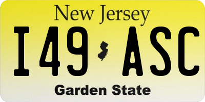 NJ license plate I49ASC