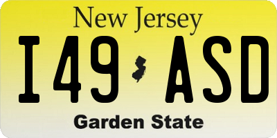 NJ license plate I49ASD