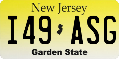 NJ license plate I49ASG