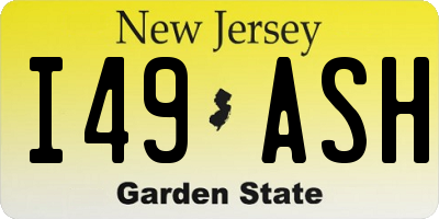 NJ license plate I49ASH