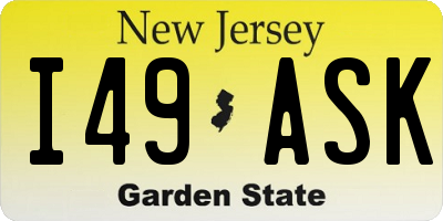 NJ license plate I49ASK