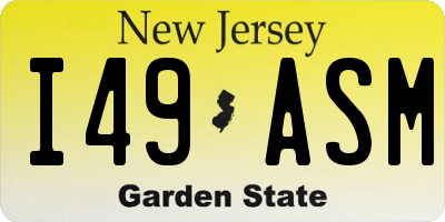 NJ license plate I49ASM