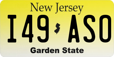 NJ license plate I49ASO