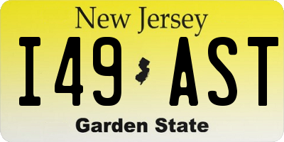NJ license plate I49AST