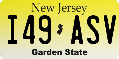 NJ license plate I49ASV