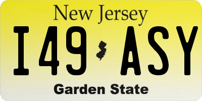 NJ license plate I49ASY