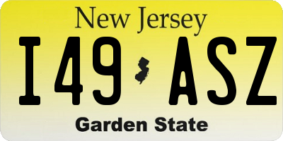 NJ license plate I49ASZ