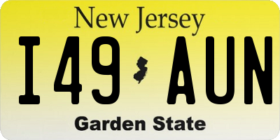 NJ license plate I49AUN