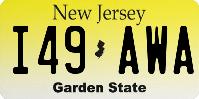 NJ license plate I49AWA