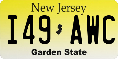 NJ license plate I49AWC