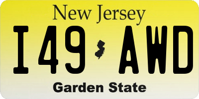 NJ license plate I49AWD