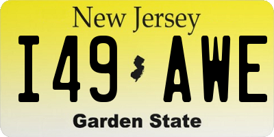 NJ license plate I49AWE