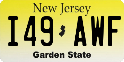 NJ license plate I49AWF