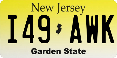 NJ license plate I49AWK