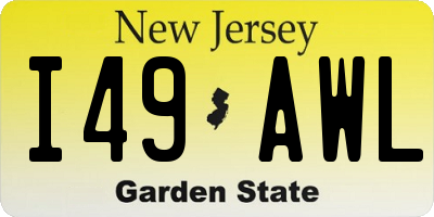 NJ license plate I49AWL