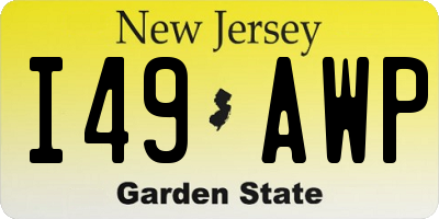 NJ license plate I49AWP