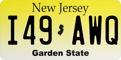 NJ license plate I49AWQ