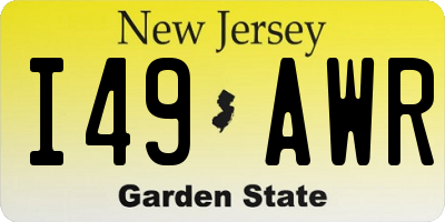NJ license plate I49AWR