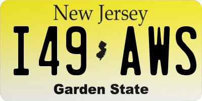 NJ license plate I49AWS