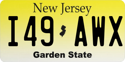 NJ license plate I49AWX