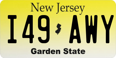 NJ license plate I49AWY