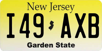 NJ license plate I49AXB