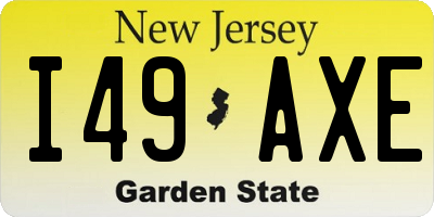 NJ license plate I49AXE