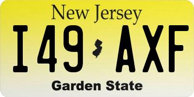 NJ license plate I49AXF