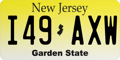 NJ license plate I49AXW
