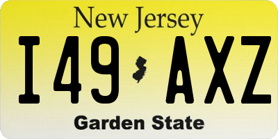 NJ license plate I49AXZ