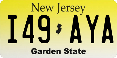 NJ license plate I49AYA