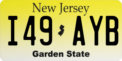 NJ license plate I49AYB