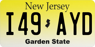 NJ license plate I49AYD