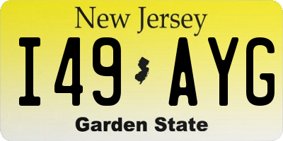 NJ license plate I49AYG
