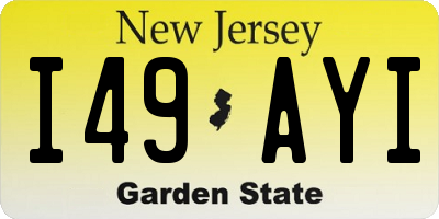 NJ license plate I49AYI