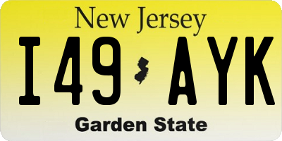 NJ license plate I49AYK