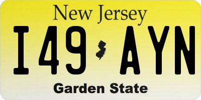 NJ license plate I49AYN