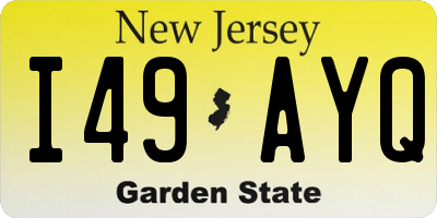 NJ license plate I49AYQ