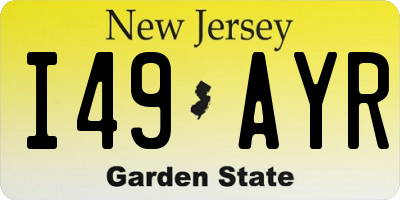 NJ license plate I49AYR