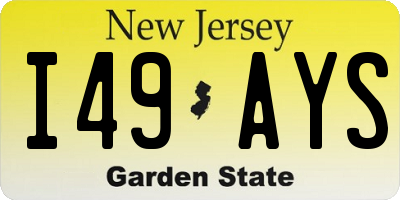 NJ license plate I49AYS