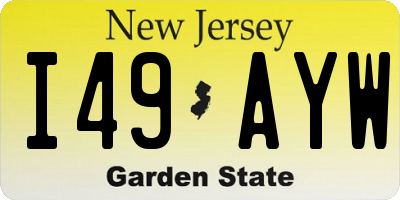 NJ license plate I49AYW