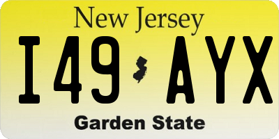 NJ license plate I49AYX