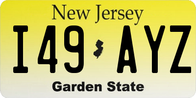 NJ license plate I49AYZ