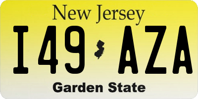 NJ license plate I49AZA