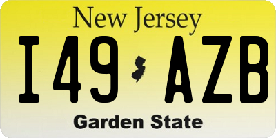 NJ license plate I49AZB