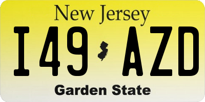 NJ license plate I49AZD