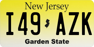NJ license plate I49AZK