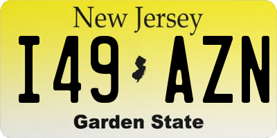 NJ license plate I49AZN