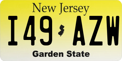 NJ license plate I49AZW